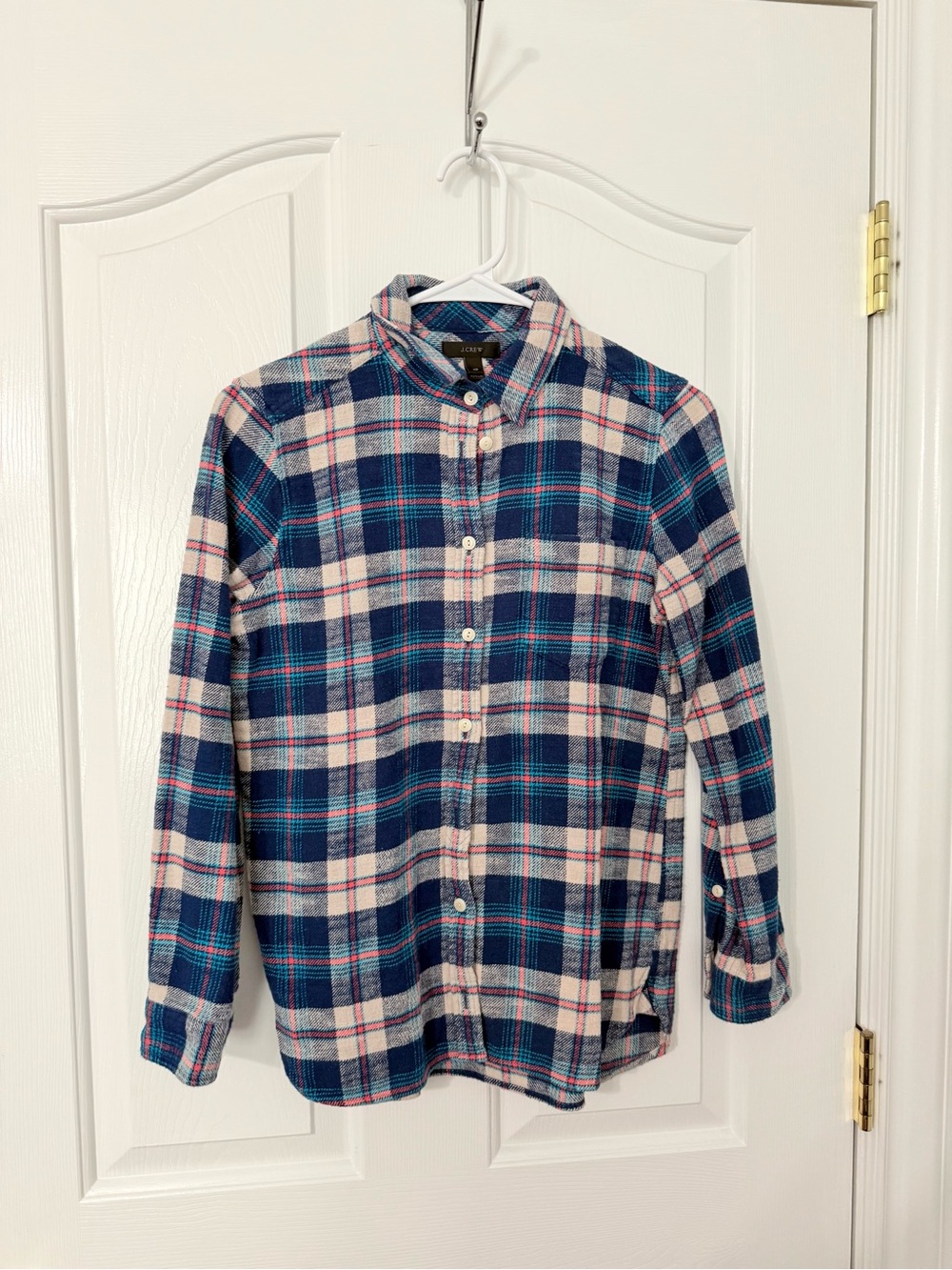 J. Crew Blue & Cream Plaid flannel Button-Down Shirt